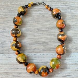 Vintage Wooden Bead Choker Necklace